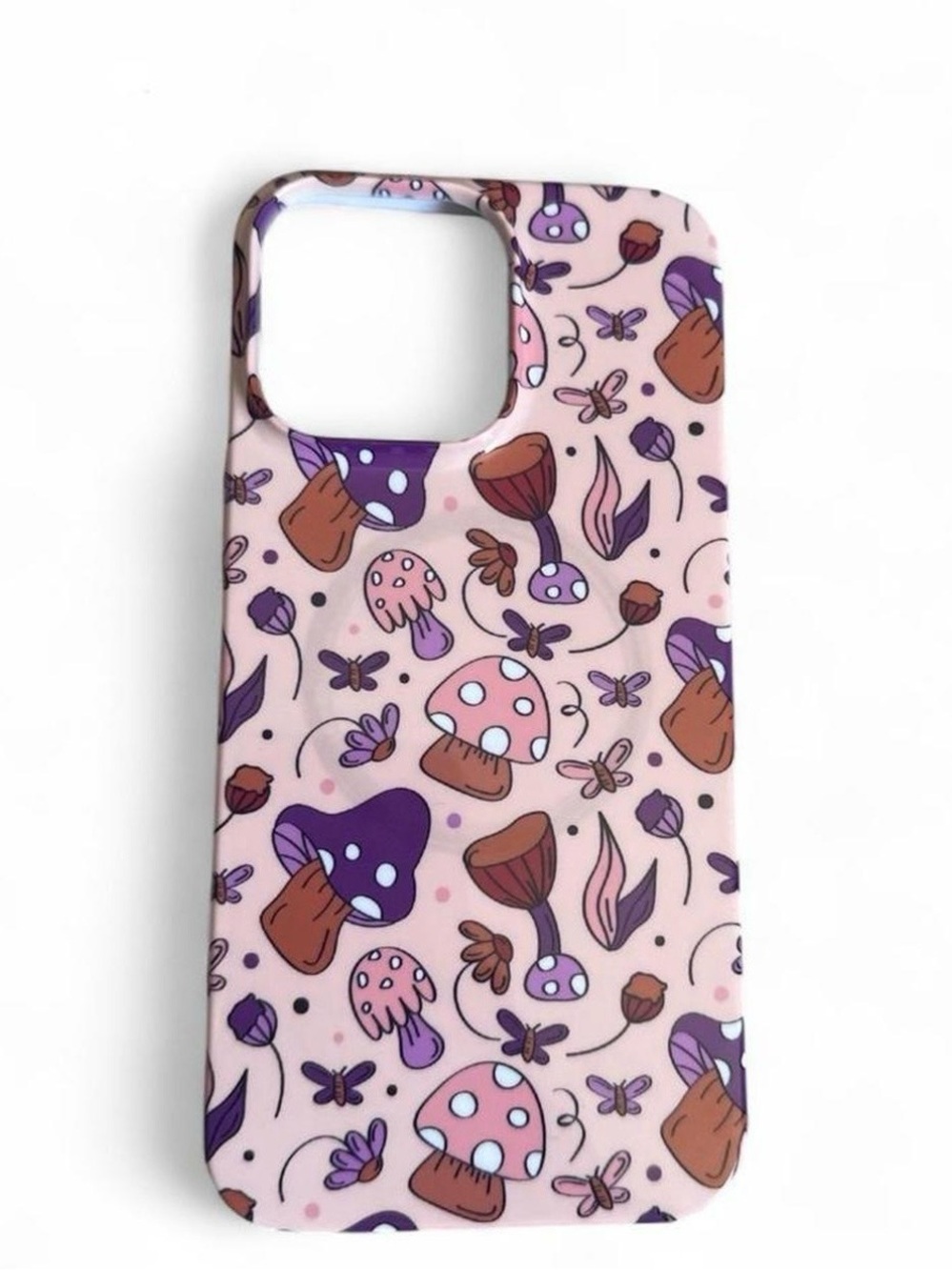 Purple and Pink Mushroom Pattern Phone Case (iPhone 14 Pro Max)
